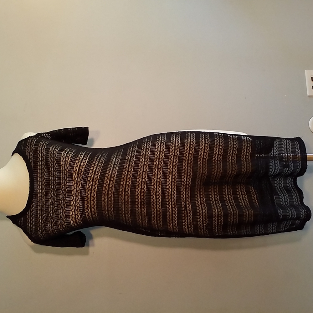 3/$25 LACE BLACK SHEER TUNIC S Long Length Slit to waist bare Open shoulders